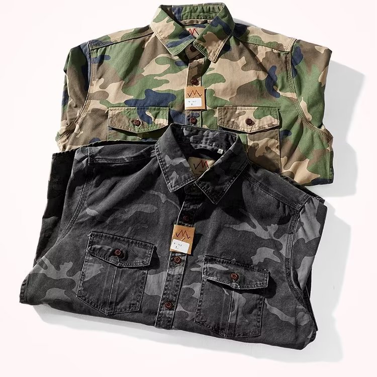 Discover the Perfect Blend of Style and Comfort with Our Washed Camouflage Collar Casual Jacket