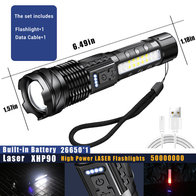 Illuminate Your Adventures with the White Laser Waterproof Strong Light Flashlight