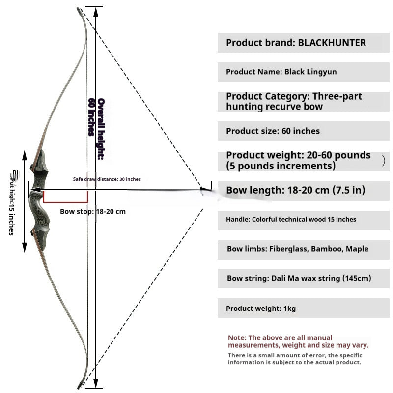 Competitive Archery Professional Combo Wooden Traditional Archery Equipment American Bow