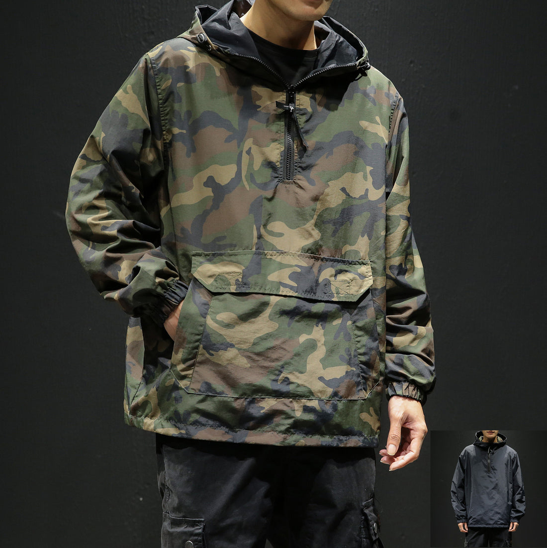 Oversized Camouflage Hooded Jacket