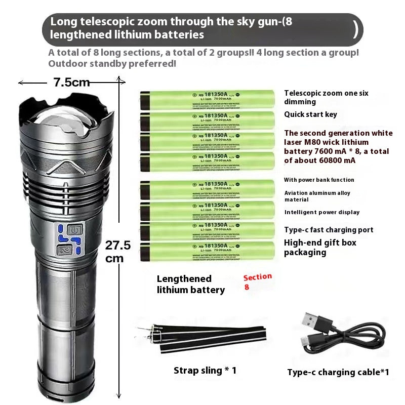 Outdoor Zoom Strong Light Flashlight