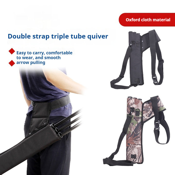 Double Strap Arrow Pot Three Tube Quiver Waist Cross